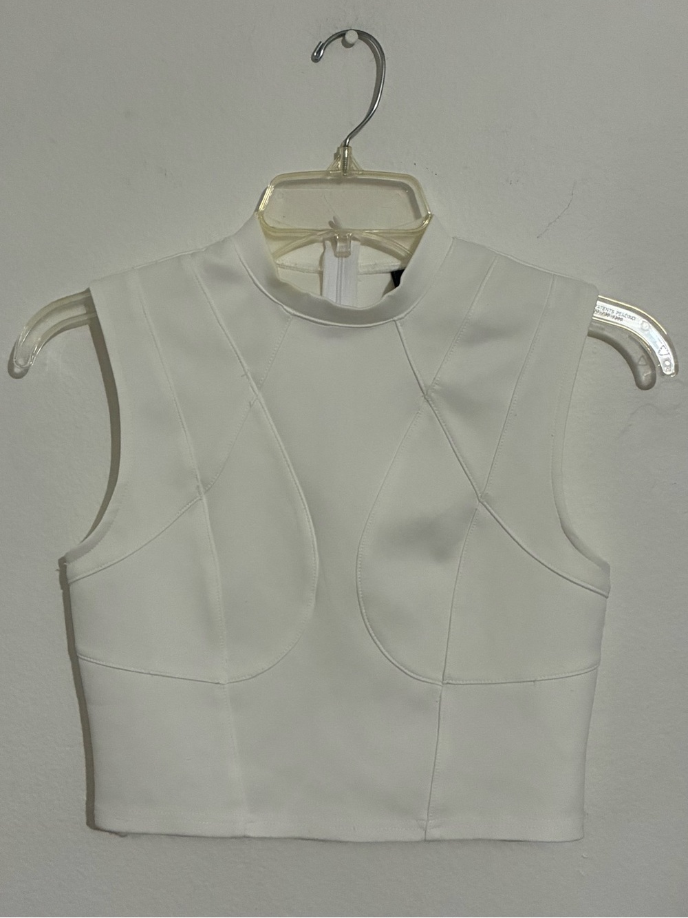 Sleeveless White Mock-Neck Cropped Tank Top